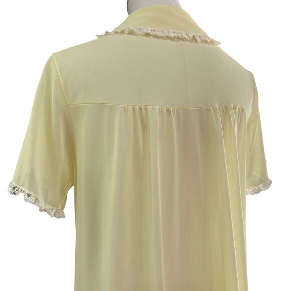 Vintage 60s Charmode SEARS Yellow Nylon Lacy Housecoat Robe Women's Size M - Picture 10 of 12